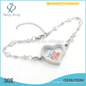 Programmable new design engagement charm bracelets, cute heart silver bracelet for women